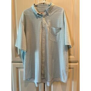 HUK button up Lightweight fishing Shirt blue and white lure Pattern men’s 2XL